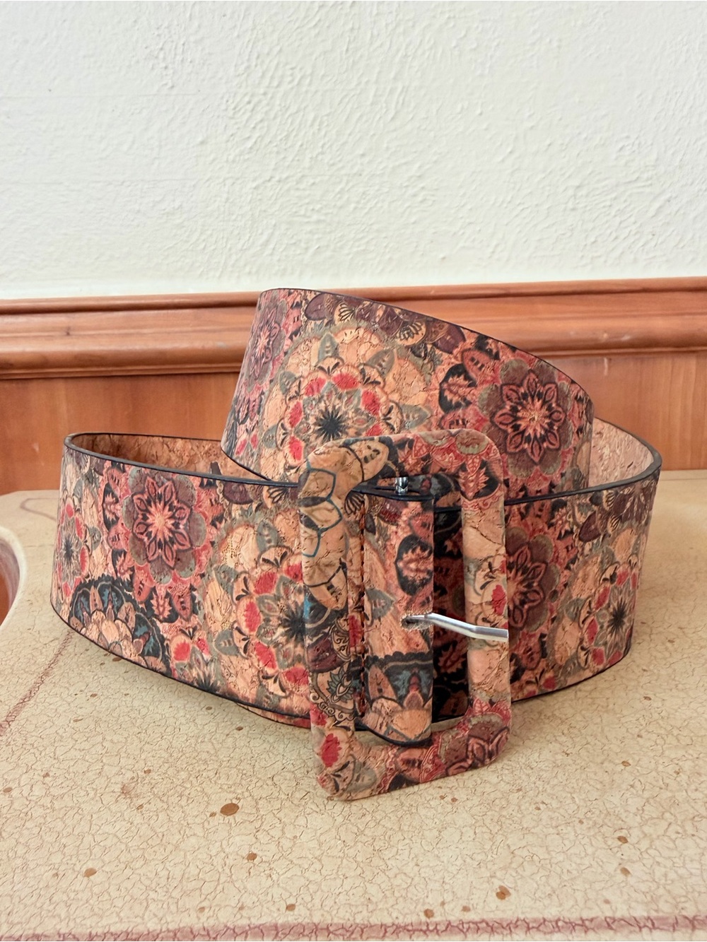Wide belt with medallion colorful print boho